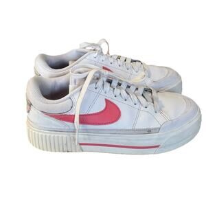 Women Nike Court Legacy Lift Lifestyle Sneakers Shoes White/Sea Coral Size 6
